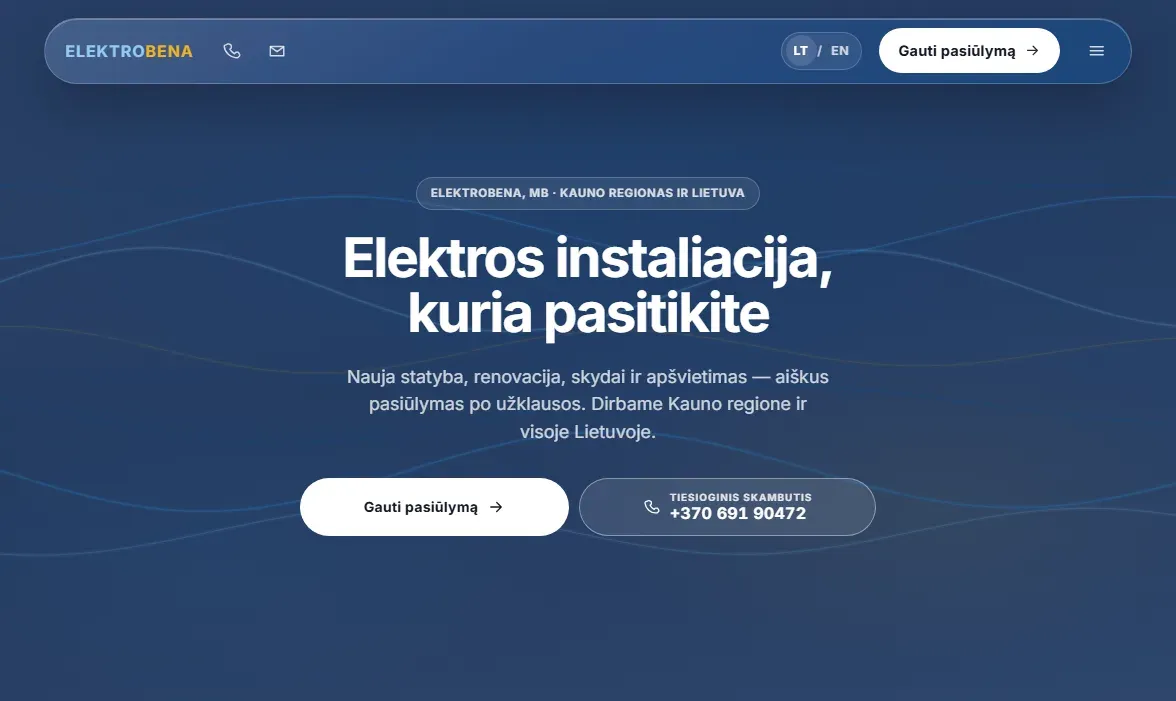 Elektrobena website home page